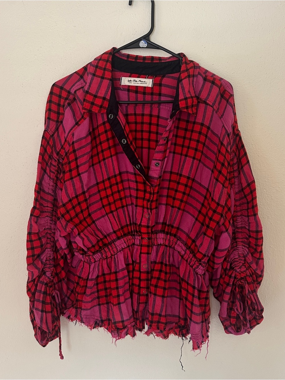 We The Free Free People Plaid Peplum Top Women’s Size Large